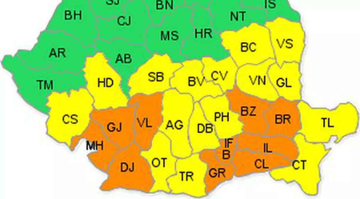 COD PORTOCALIU de viscol în CAPITALĂ şi 11 JUDEŢE