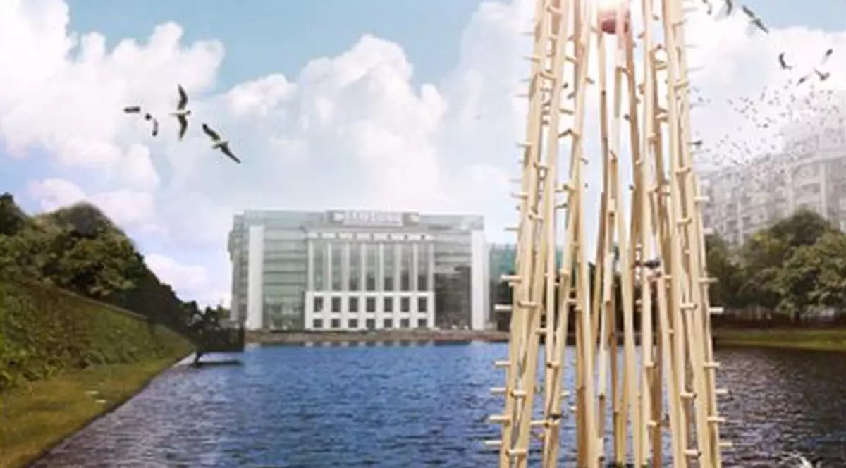 Insulă plutitoare pe râul Dâmboviţa