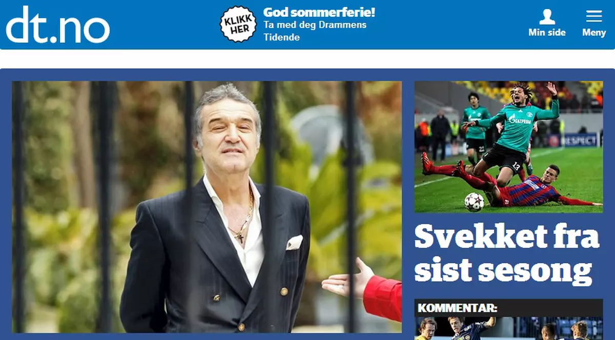 Norvegienii l-au descoperit pe Gigi Becali. Fostul patron al Stelei ține prima pagină a ziarelor