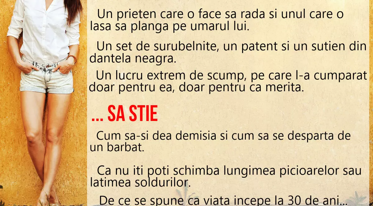LUCRURI PE CARE ORICE FEMEIE DE 30 DE ANI AR TREBUI SĂ LE AIBĂ ȘI SĂ LE ȘTIE