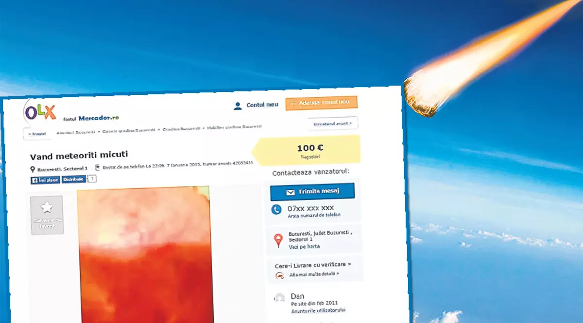 Un bărbat din Vrancea a ajuns să vândă meteoriți pe internet