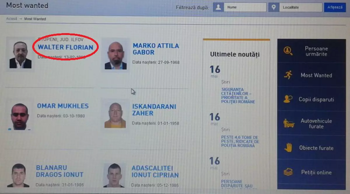 Arestat în lipsă, Florian Walter apare pe lista celor mai căutați infractori români! Are o „companie" selectă alături