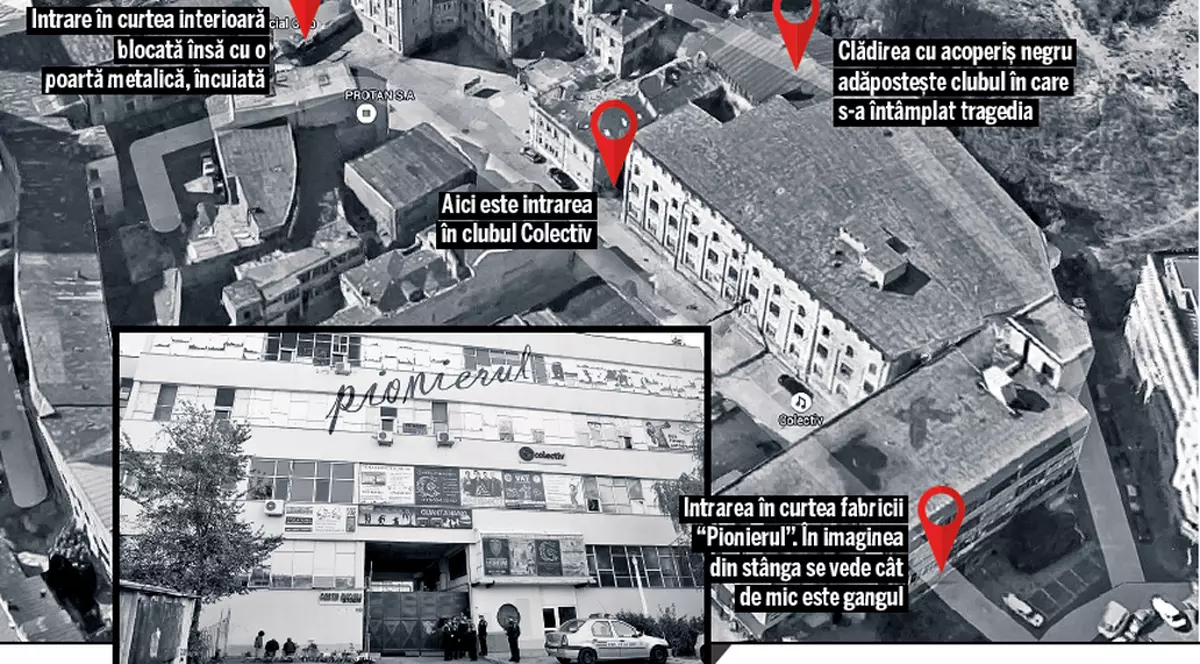 Intrările de urgenţă, blocate sau înguste! Motivul pentru care salvatorii au pătruns cu greu în curtea interioară a clubului