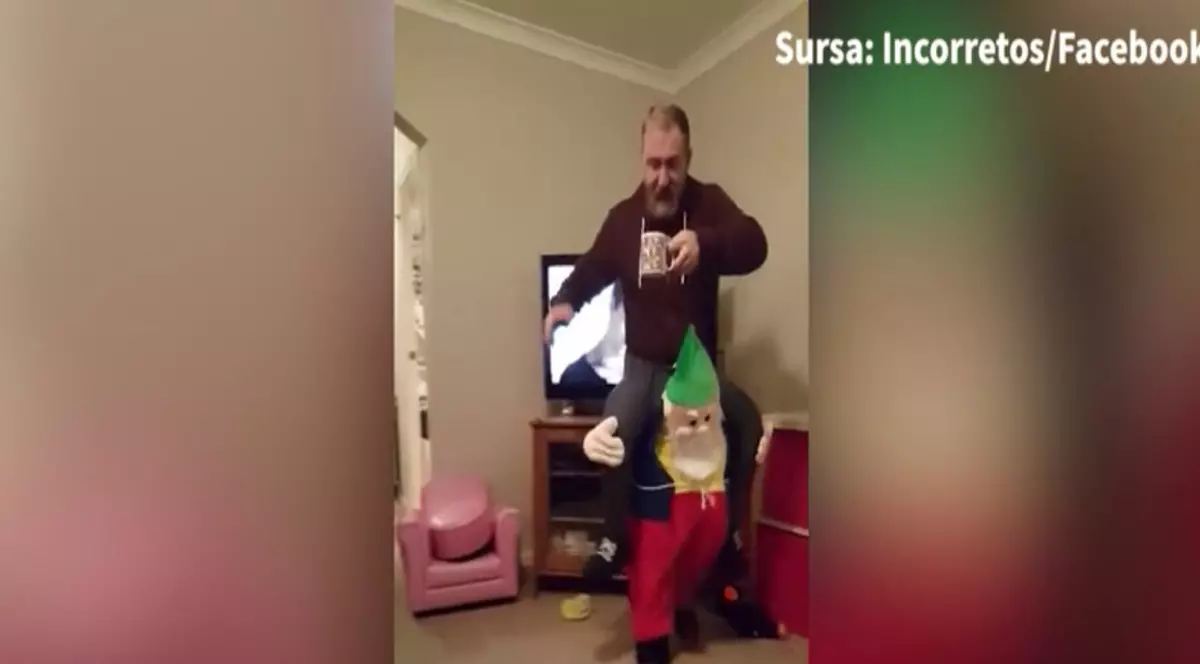 VIDEO AMUZANT|Călare pe un pitic. Iată cum își sperie tati fetița