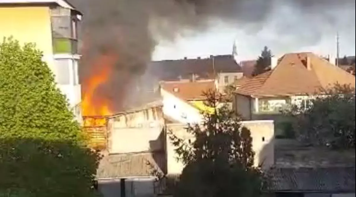 Incendiu de proporții la o tâmplărie din Arad! Flăcări de peste 20 de metri! VIDEO
