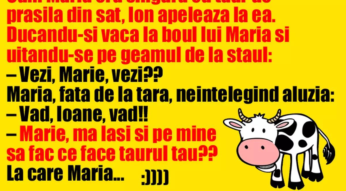 BANC: Ion, Maria și... o vacă