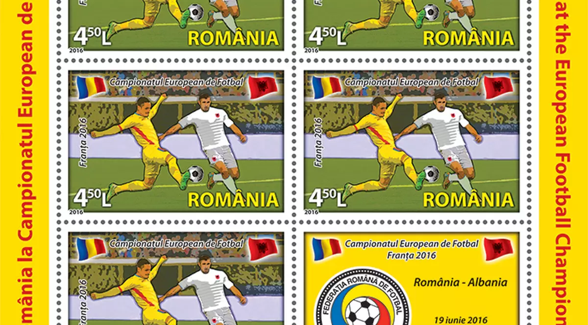Euro 2016. Mărci poștale de colecție dedicate echipei naționale a României / FOTO