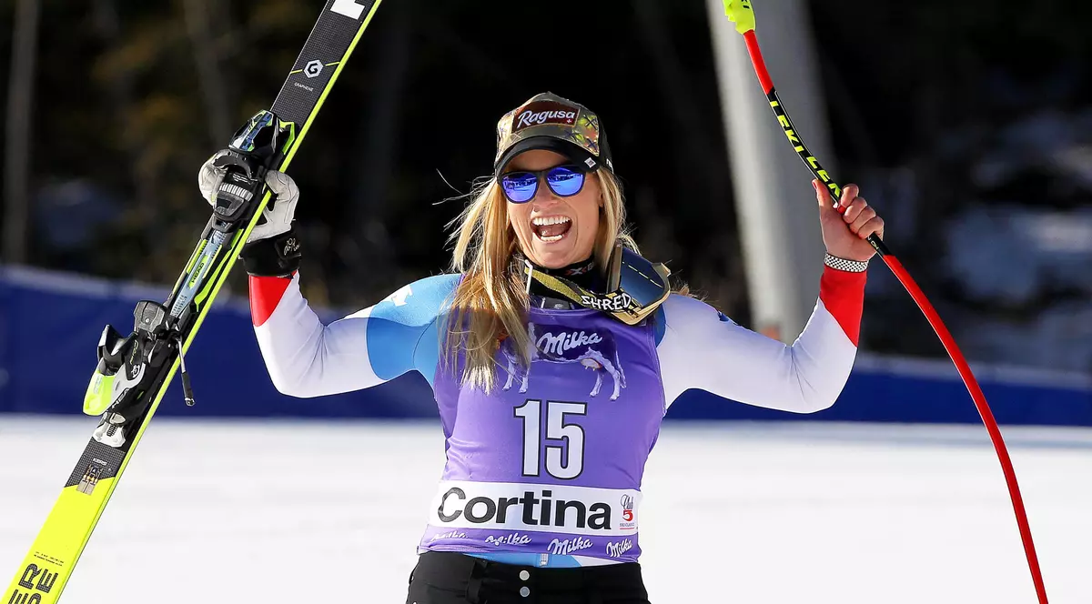 Schioarea elvețiană Lara Gut este fericită după ce a câștigat coborârea de la Cortina d'Ampezo