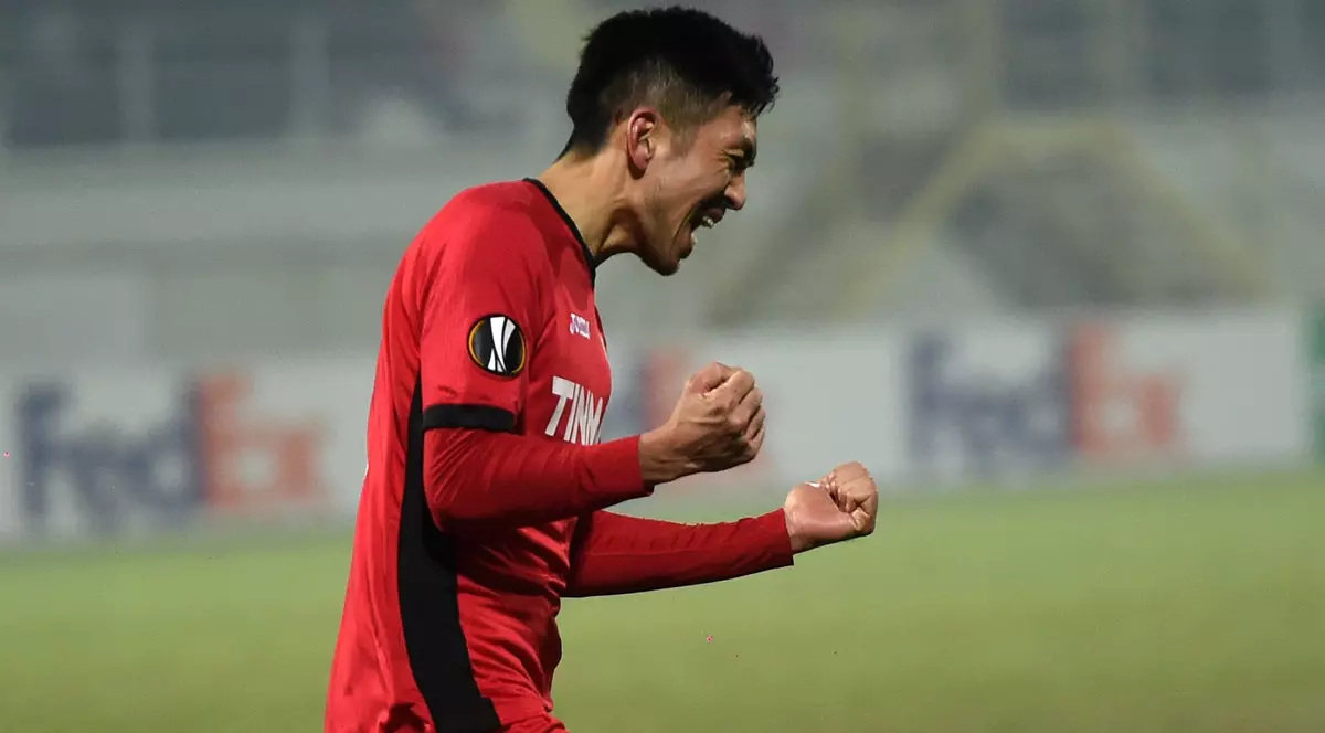 Takayuki celebrează golul marcat în minutul 90 al meciului Astra - Genk 2-2 FOTO: uefa.com