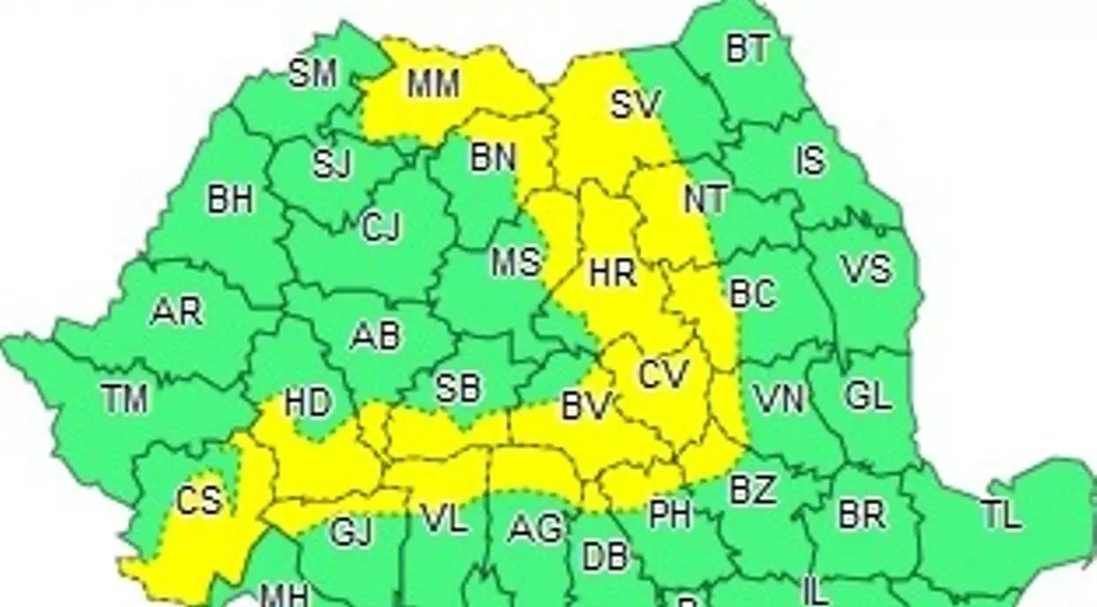 Cod galben de vânt puternic și ninsori. Unde o să fie lapoviță și ploi
