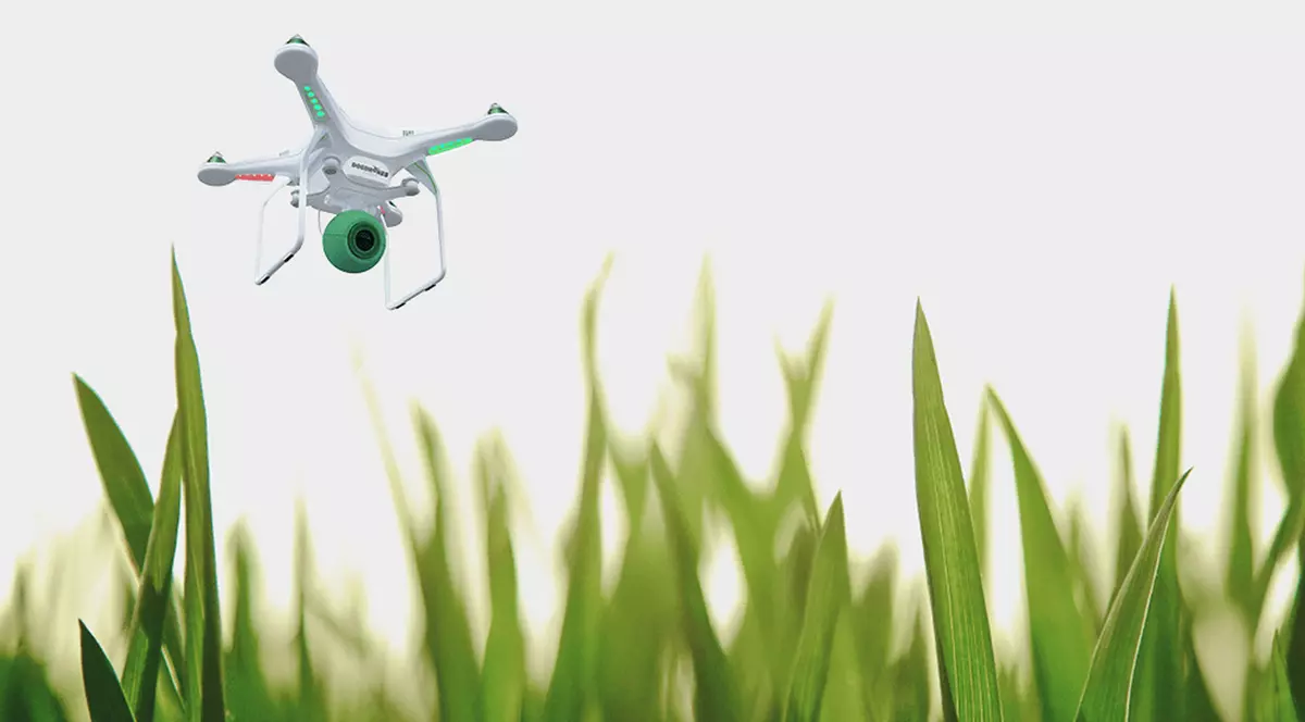 O dronă survolează un spatiu verde