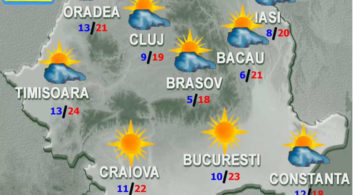 Prognoza meteo pentru joi şi vineri. Cum va fi vremea în țară