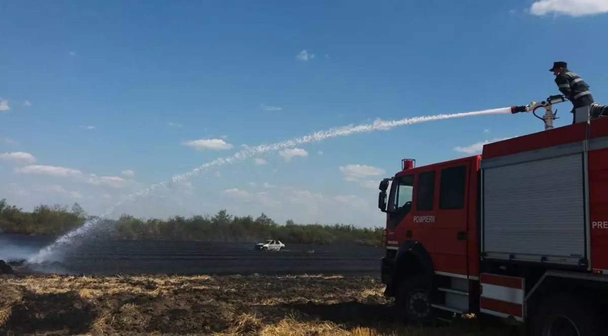 Incendiile de vegetație fac ravagii în Timiș. O mașină și mai multe hectare de teren, făcute scrum