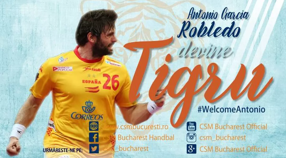 CSM București a transferat un handbalist de la FC Barcelona, campion mondial cu Spania. Antonio Garcia Robledo e cel mai nou component al lotului!