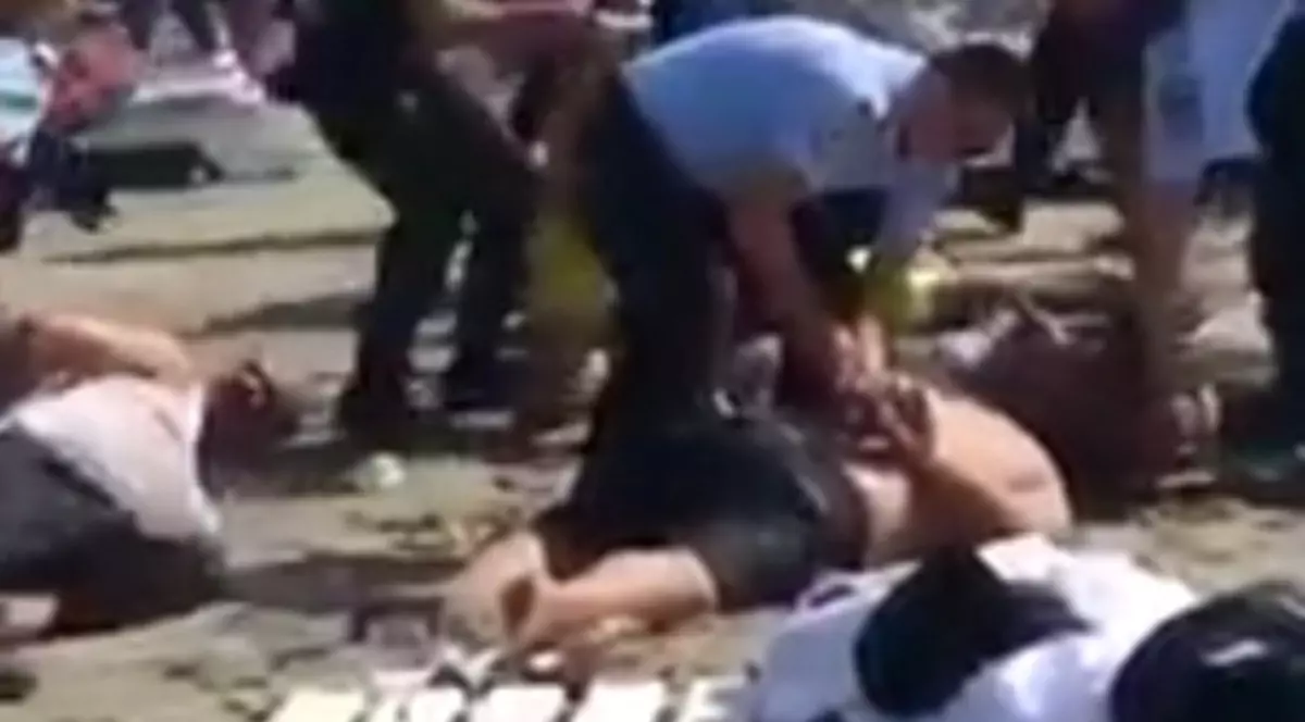 UPDATE: VIDEO/ Șapte scandalagii săltați de pe o plajă din Mamaia au fost arestați. Au bătut și un polițist