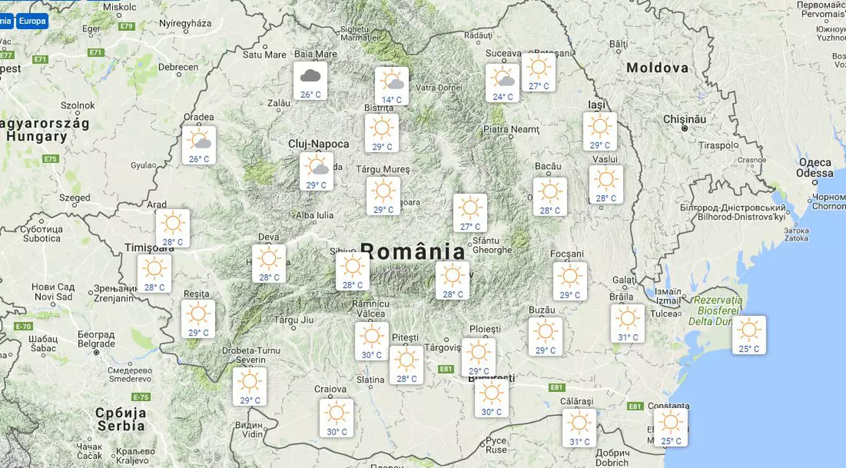 Temperaturi de vară