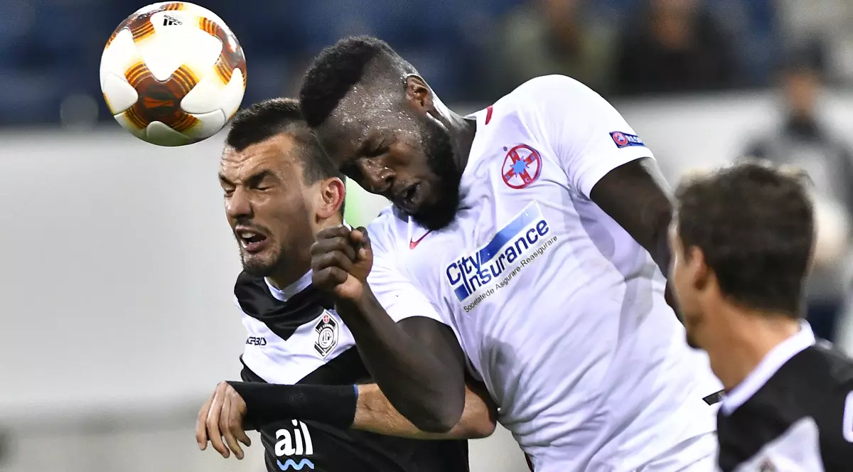 Harlem Gnohere in meciul de fotbal dintre FC Lugano si Steaua Bucuresti din cadrul grupei G a Ligii Europa, desfasurat pe Luzern Arena din Lucerne, joi 28 septembrie 2017. © Razvan Pasarica / www.SportPictures.ro