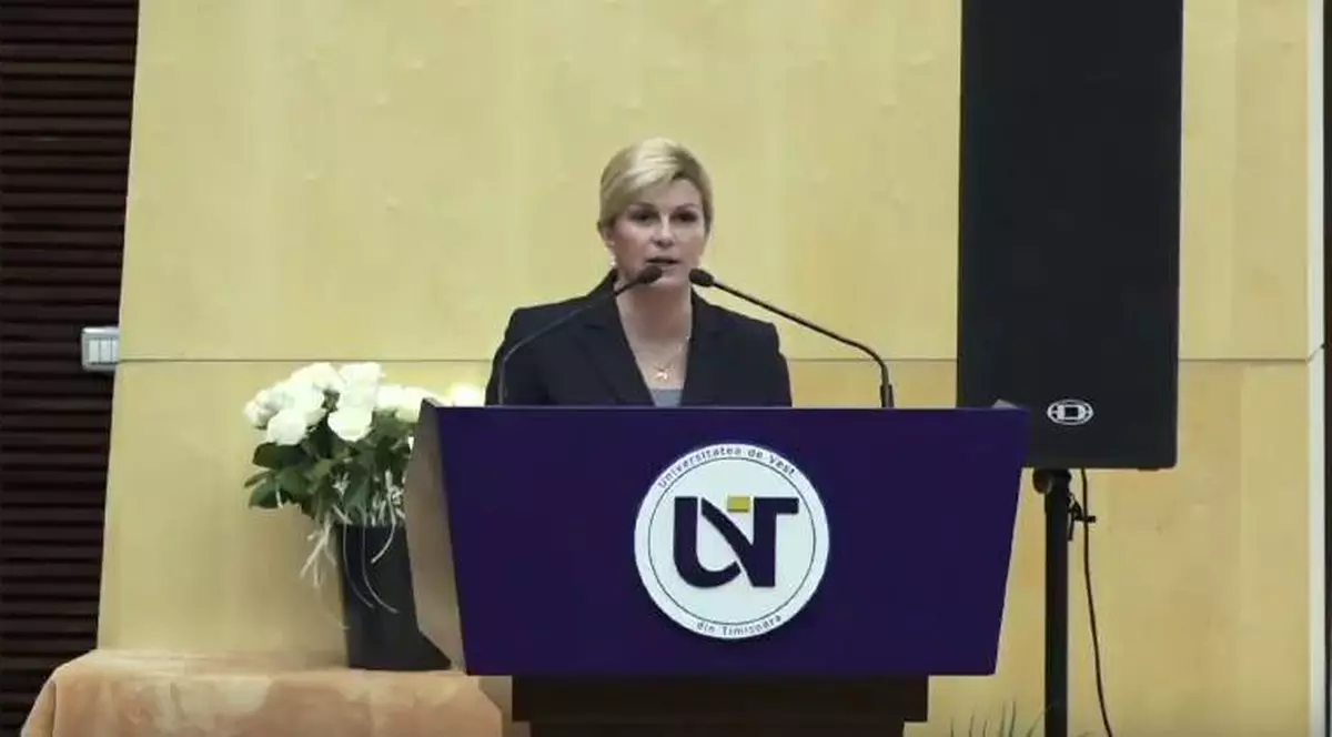 Președintele Croației, alături de studenții Universității de Vest din Timișoara