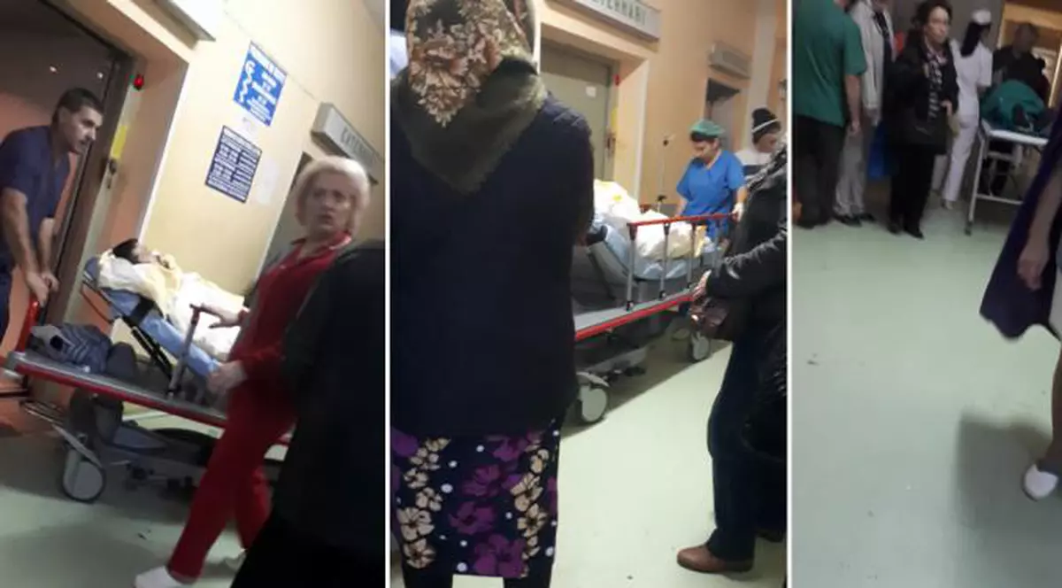 Pacienți proaspăt operați, plimbați pe holuri la Spitalul Județean Brăila