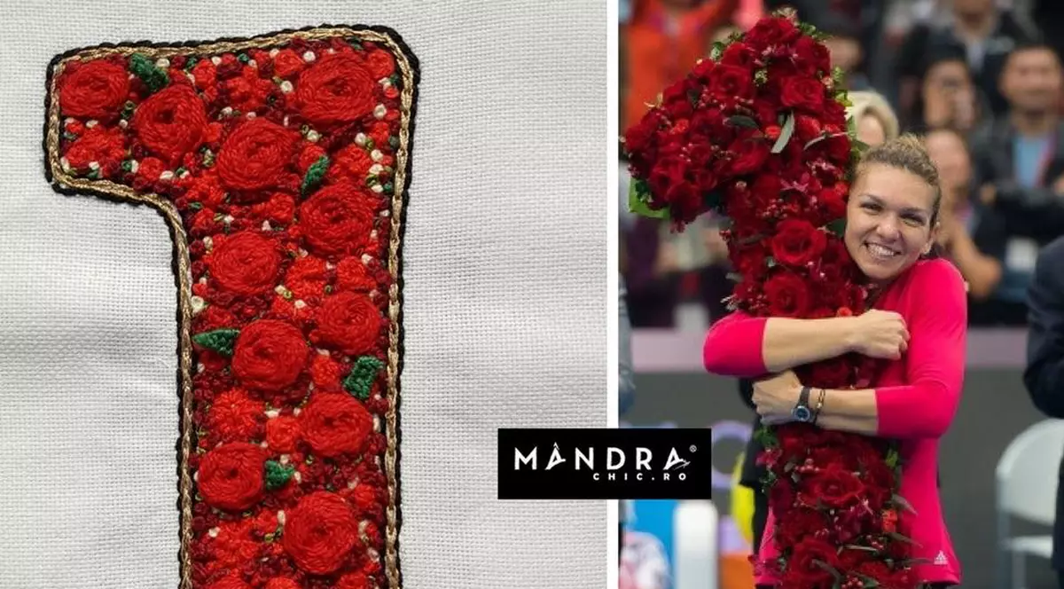 Simona Halep a primit un tricou brodat cu celebrul 1 din trandafiri primit la Beijing