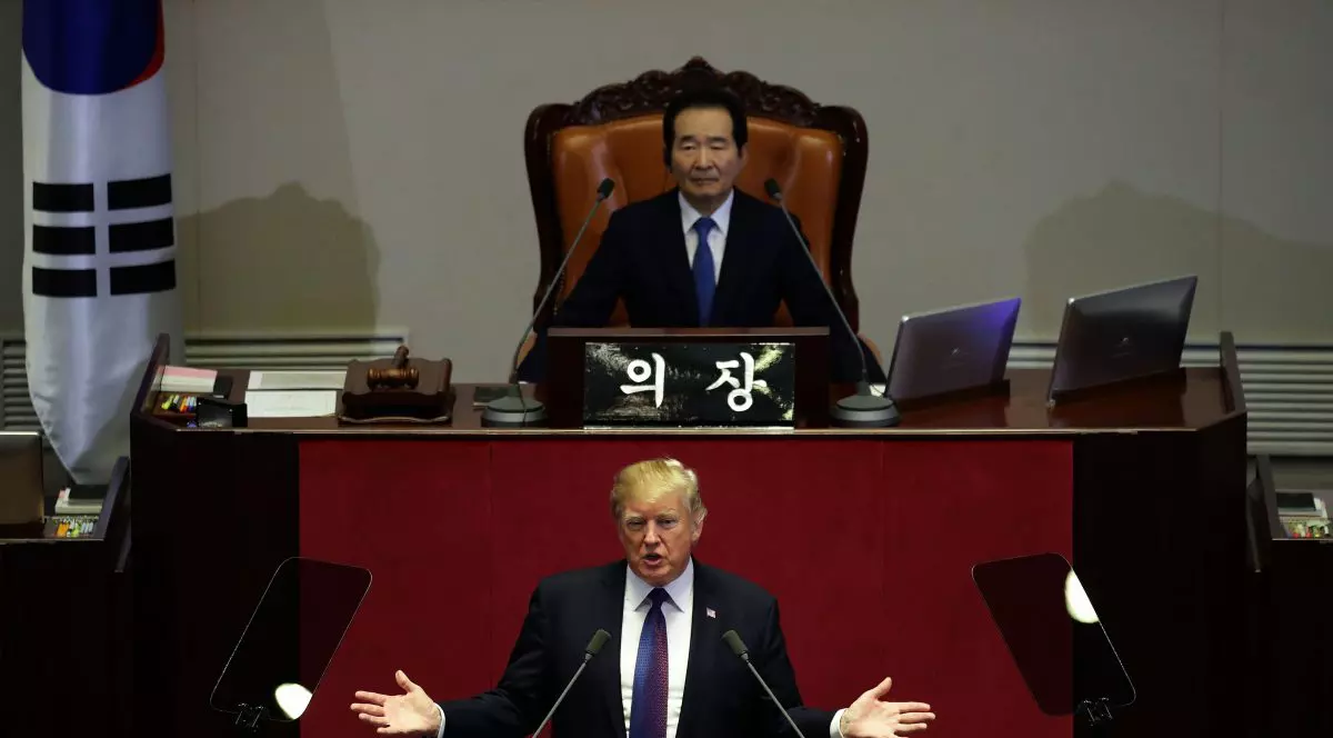 Mesajul transmis de Trump pentru Kim Jong-un din parlamentul de la Seul