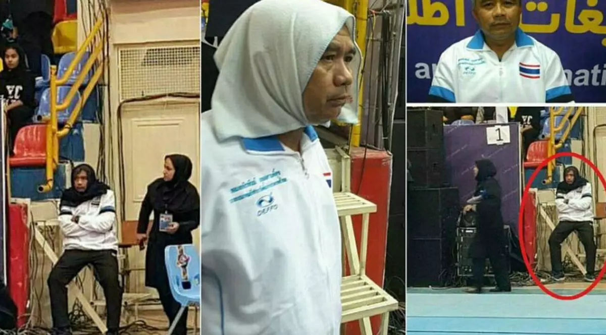 Un antrenor s-a deghizat pentru a putea să-și urmărească jucătoarele  la o competiție din Iran