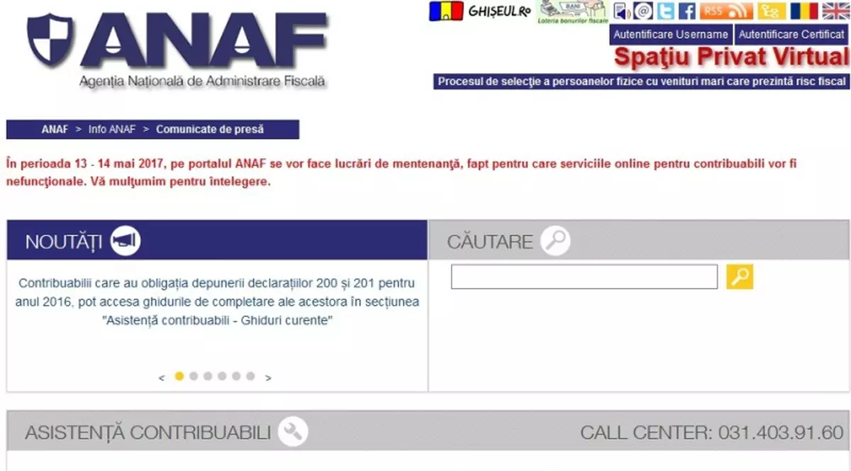 Site-ul ANAF este blocat temporar
