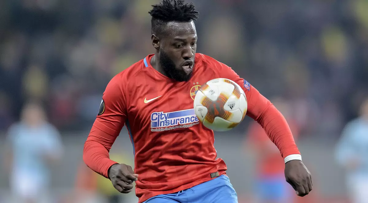 Formatia Fotbal Club Steaua Bucuresti (FCSB), in echipament rosu-albastru, a intalnit, in 16-zecimile Ligii Europa, echipa italiana Lazio, joi 15 februarie 2018, pe Arena Nationala din Bucuresti. ALEXANDRU DOBRE / MEDIAFAX FOTO