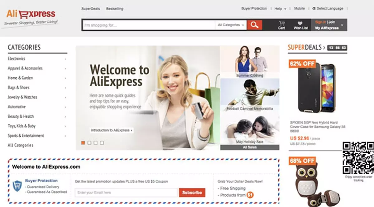 Ce produse cumpără online românii, de pe AliExpress. Imagine de pe site-ul AliExpress.com