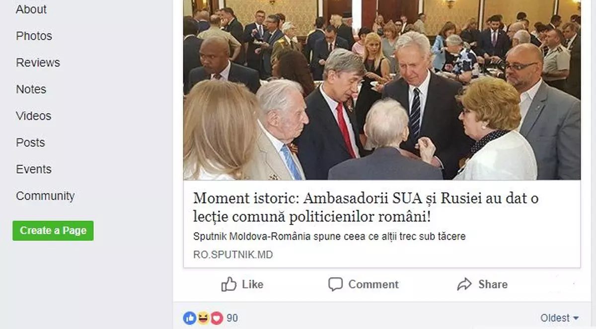 Ambasada Rusiei a distribuit pe Facebook o știre care critică faptul că la recepția de Ziua Victoriei nu a venit niciun demnitar român