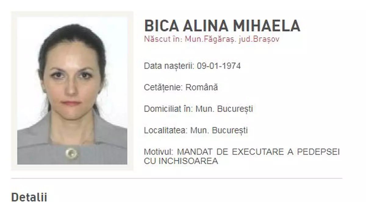 Alina Bica, dată în urmărire internațională