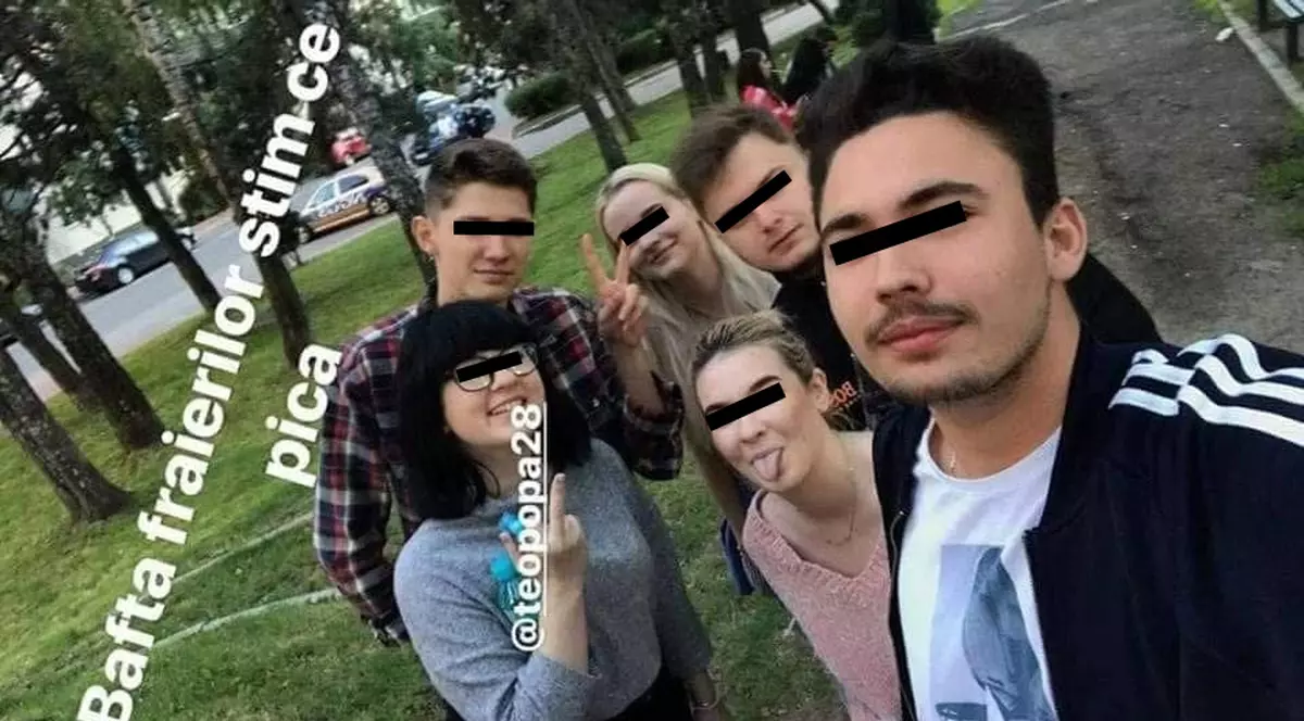 Teo Popa, fiica ministrului Educației, ar fi făcut gesturi obscene. Tânăra le arată degetul mijlociu prietenilor