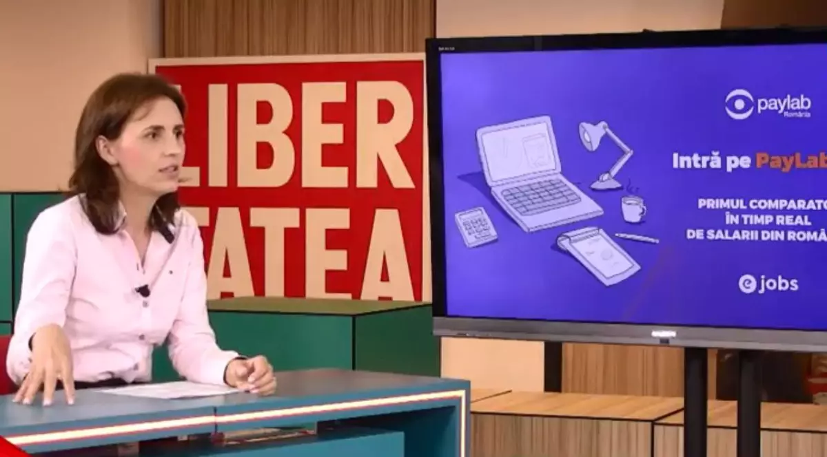 Șoferii pot ajunge la salarii la fel de mari ca programatorii din țara noastră, arată datele Paylab, primul comparator de salarii din România. Ana Călugăru în studioul Ringier, cu un televizor în spate