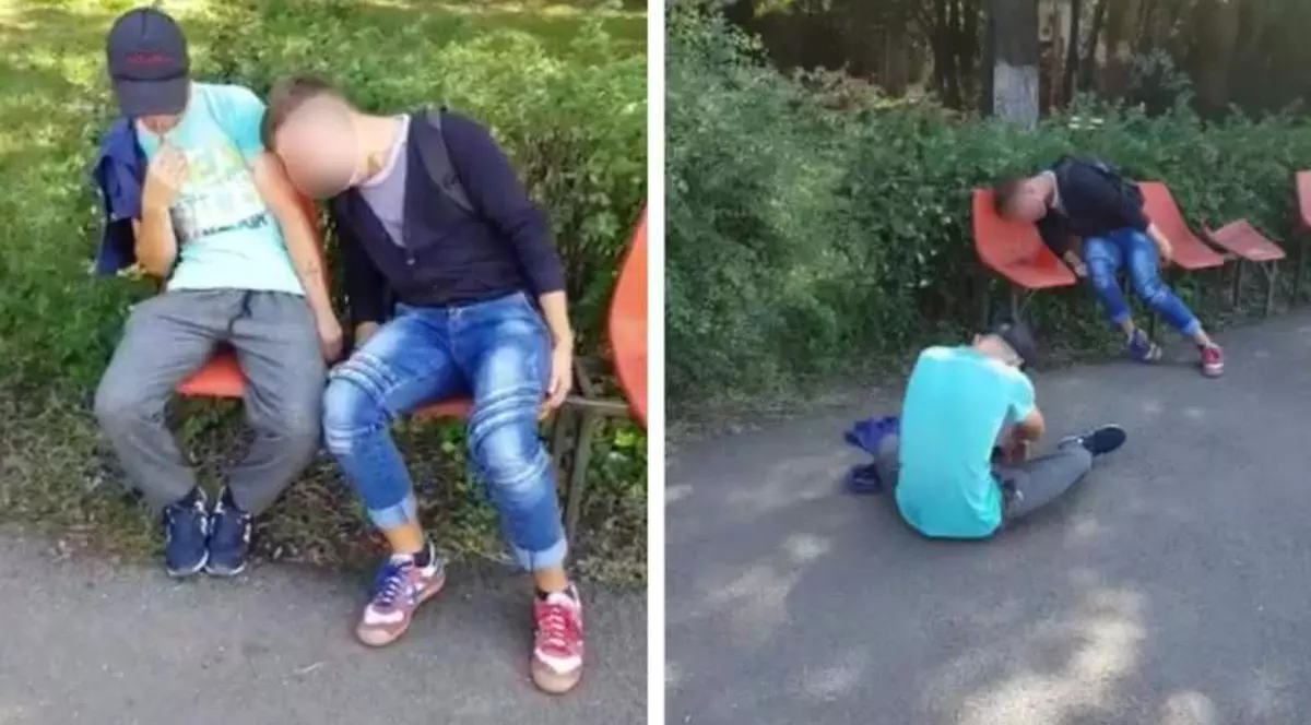Drogul zombie face ravagii în rândul tinerilor din Câmpia Turzii. Imagine cu mai mulți adolescenți drogați pe bănci în parc