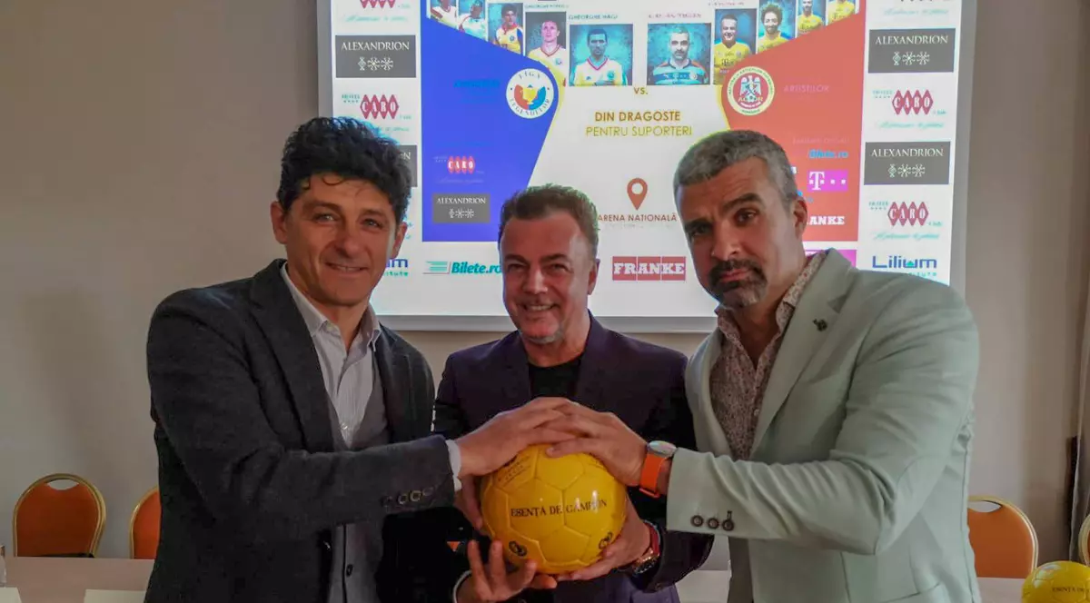 UPDATE Se joacă pe ”Ilie Oană” din Ploiești. Enache și Temișan dau piept cu Hagi și Gică Popescu pe Arena Națională.  Miuță de Centenar între artiști și fotbaliști