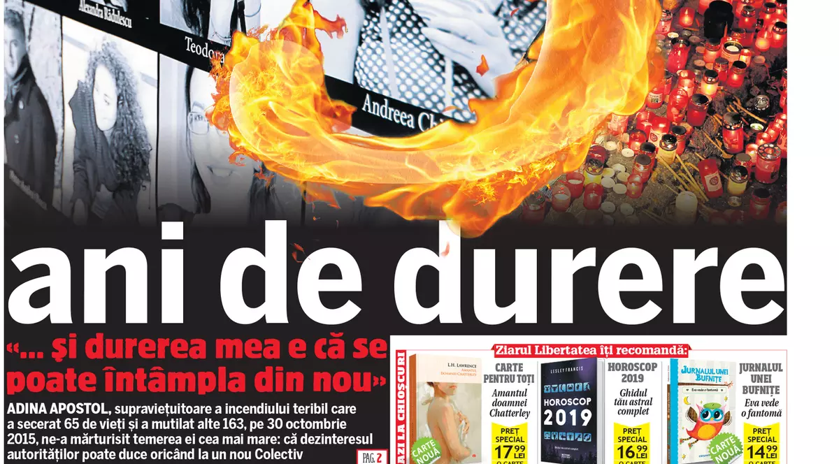 3 ANI DE DURERE. Libertatea, copertă specială în ziua în care se împlinesc 3 ani de la incendiul din Colectiv