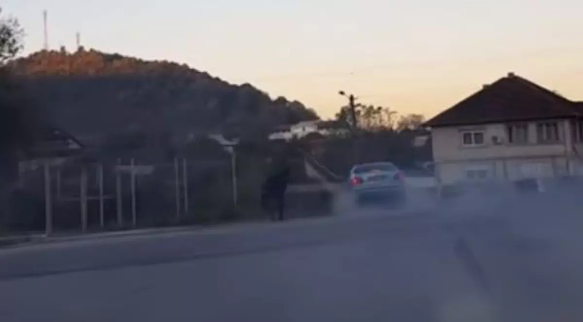 Momentul în care un șofer ajunge cu mașina în râu