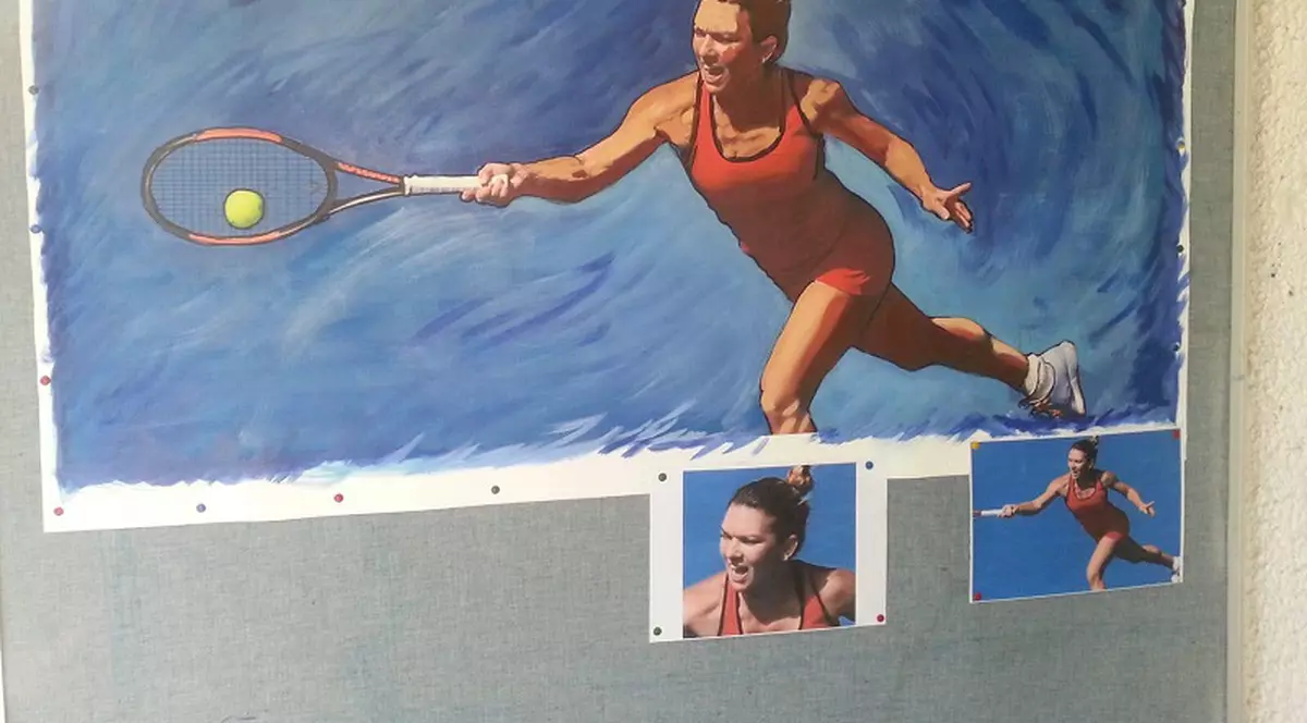 Simona Halep a devenit tablou! Nicu Covaci, fondatorul trupei Phoenix, a pictat-o!