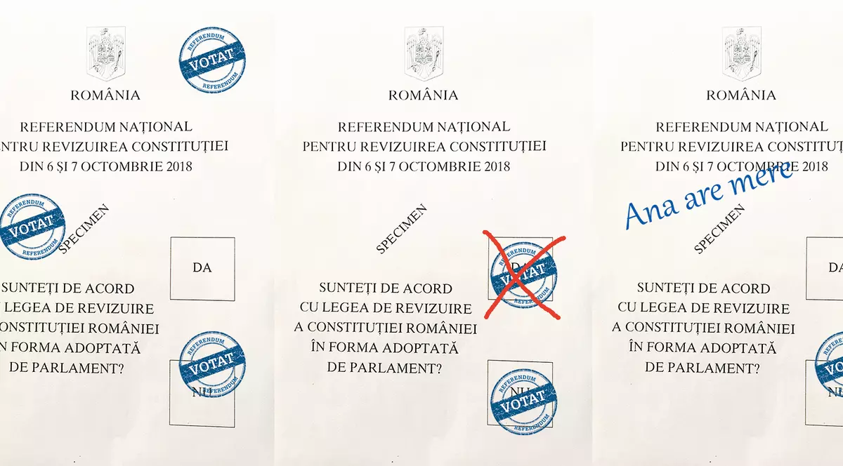 Cum arată buletinul de vot la referendumul pentru definirea familiei. Dacă scrii ceva pe buletin, dar pui ștampila corect, votul e valabil