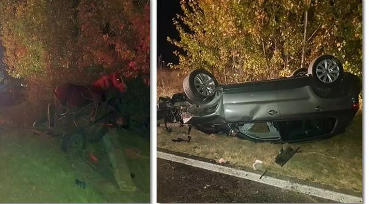 S-au răsturnat cu mașina lângă Timișoara, după ce le-au ieșit în cale două căruțe nesemnalizate