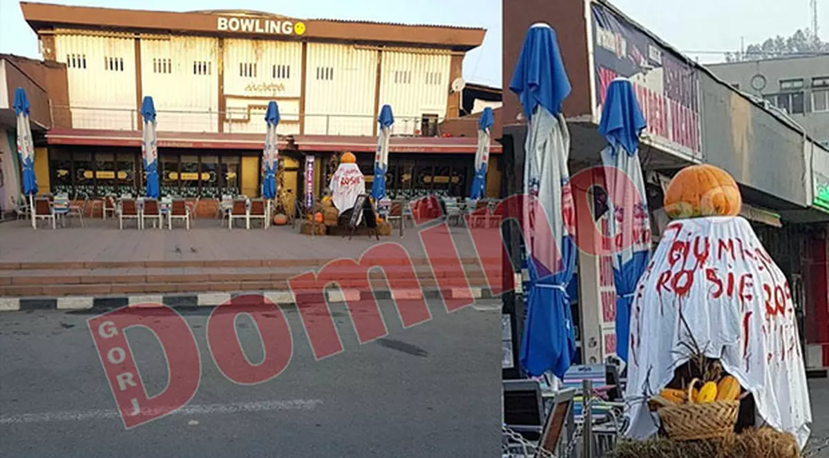 Cum a pus ”Ciuma Roșie” pe cearșaf patronul unui bar din Motru, de Halloween. Locația este chiar vizavi de Parchet, Poliție și Judecătorie