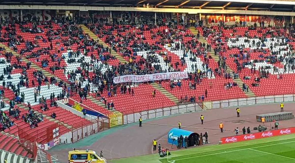 Suporterii sârbi, mesaj de suflet pentru fanii români. S-a întâmplat la meciul Serbia - Muntenegru 2-1