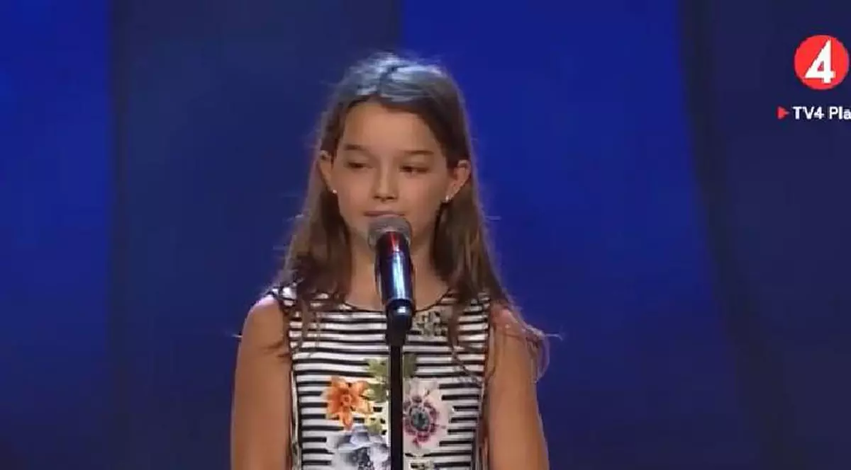O româncă de 10 ani, în finala Suedezii au talent. Eva, în timpul show-ului 