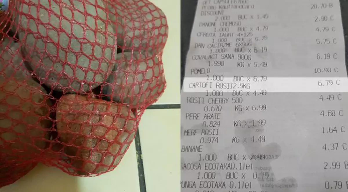 A găsit o piatră într-un sac de cartofi cumpărat dintr-un supermarket din Buzău