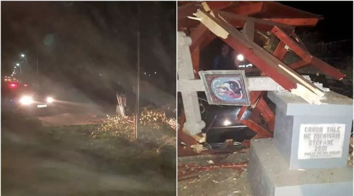 Un șofer beat a făcut praf o troiță! Acum se va alege cu dosar penal