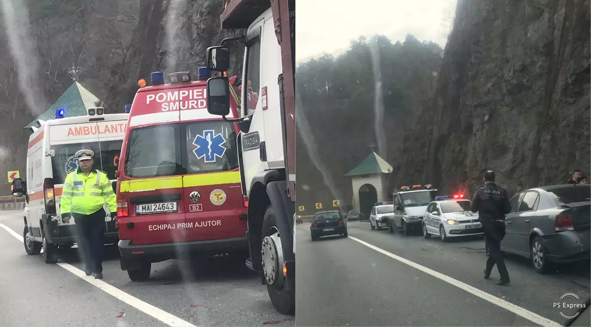 Patru copii și mama lor, răniți într-un accident pe Valea Oltului, la Călimănești