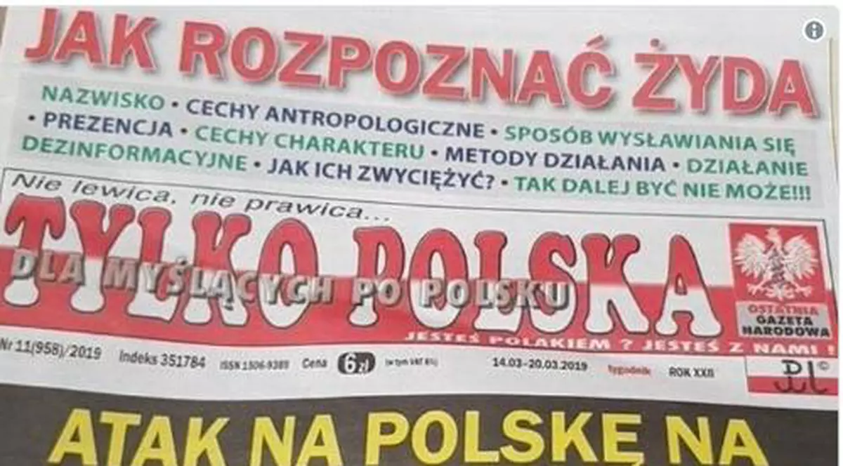 Sfaturi antisemite, publicate pe prima pagină de o publicație din Polonia