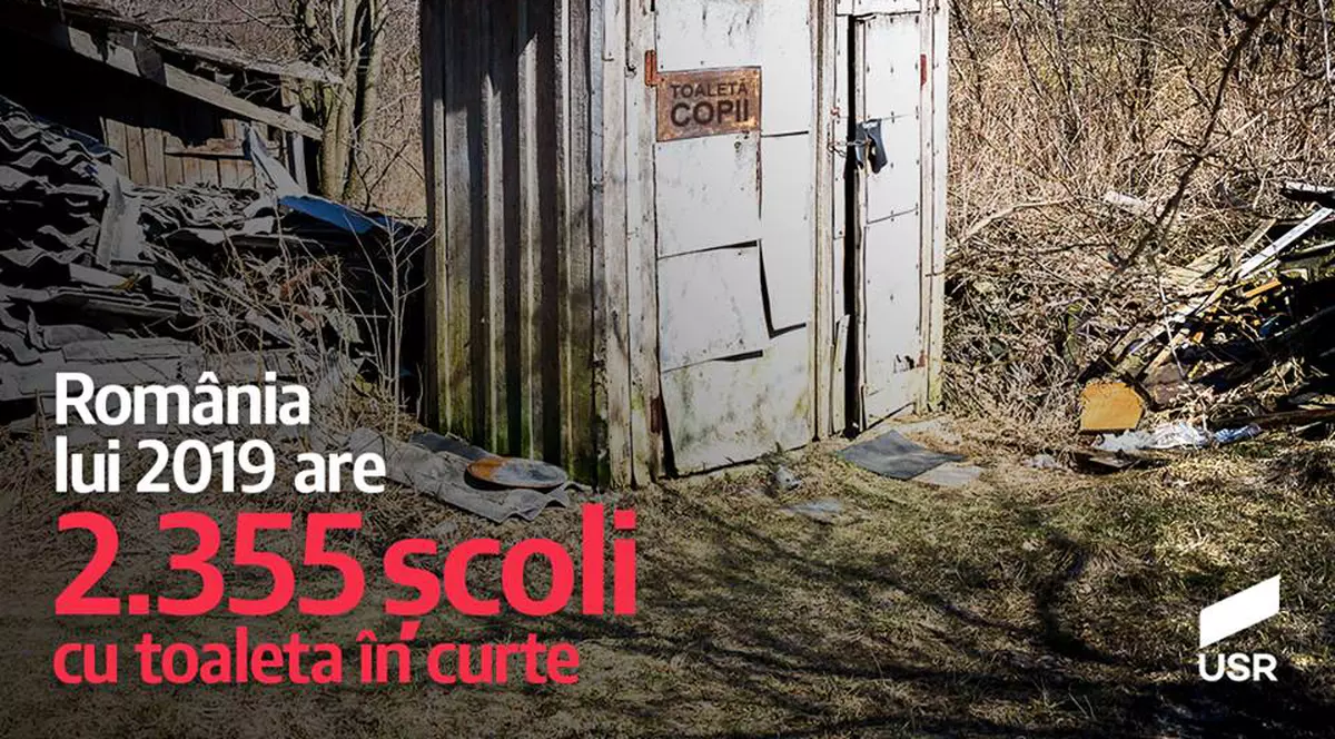 USR folosește imagini din Lituania pentru a ilustra școlile cu ”toaleta în curte” din România
