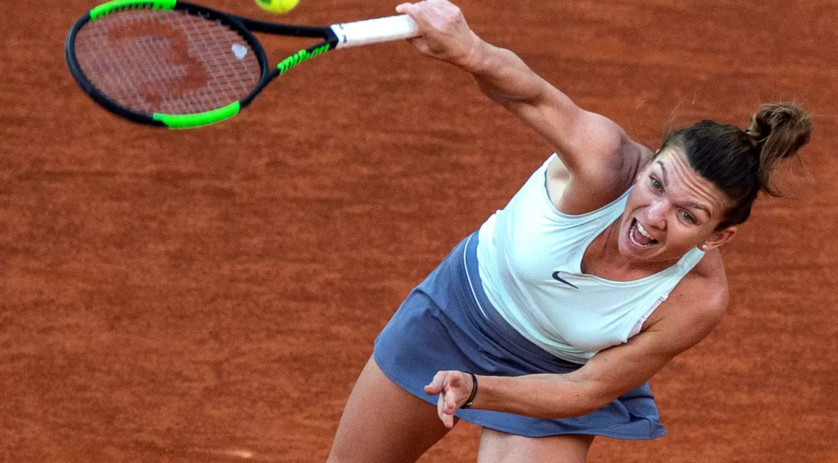 Simona Halep, în timpul finalei de la Madrid contra lui Kiki Bertens.