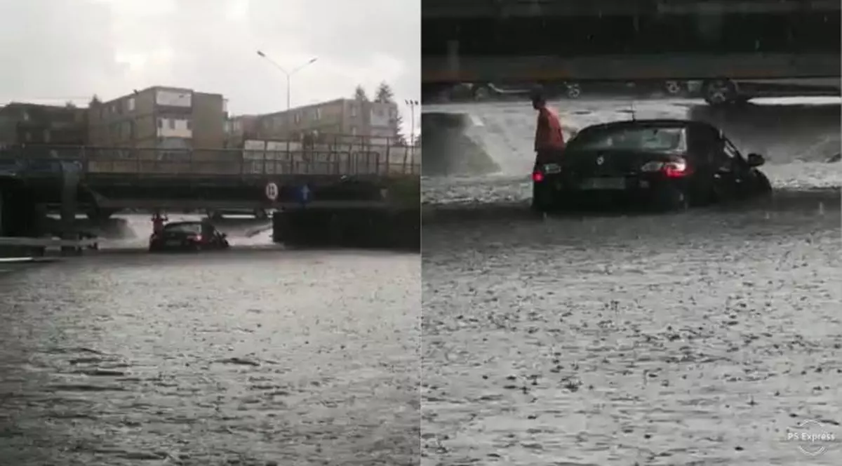 Inundații în Râmnicu Vâlcea după o ploaie torențială